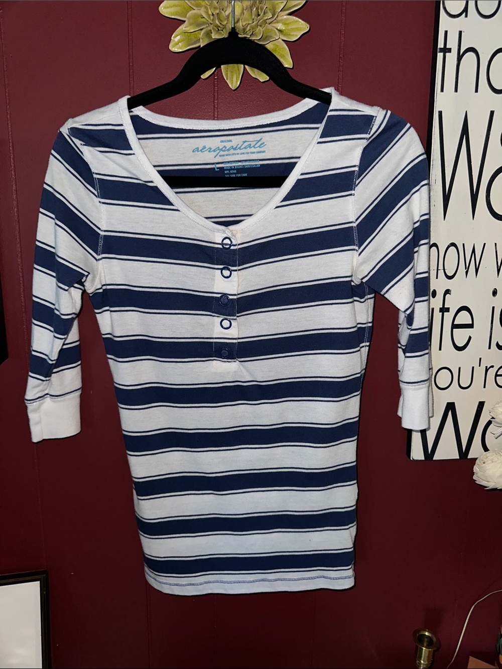 Aeropostale Striped Henley Tee